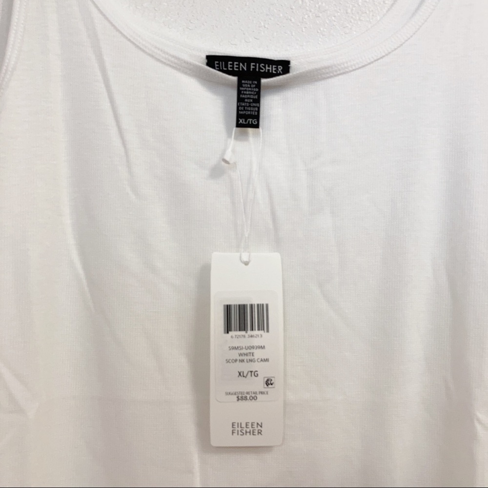 Eileen Fisher "LAST ONE" SOFT White Micro Tencel Rib Stretch Scoop Neck Tank Top - Picture 6 of 8